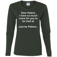 Load image into Gallery viewer, Haters White Text Ladies' Cotton LS T-Shirt