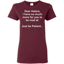 Load image into Gallery viewer, Haters White Text Ladies' 5.3 oz. T-Shirt
