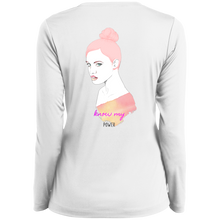 Load image into Gallery viewer, Cancer Girl Power Ladies' LS Performance V-Neck T-Shirt