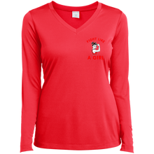 Load image into Gallery viewer, Cancer Girl Power Ladies' LS Performance V-Neck T-Shirt