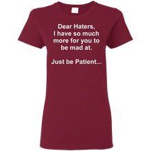 Load image into Gallery viewer, Haters White Text Ladies' 5.3 oz. T-Shirt