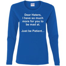 Load image into Gallery viewer, Haters White Text Ladies' Cotton LS T-Shirt