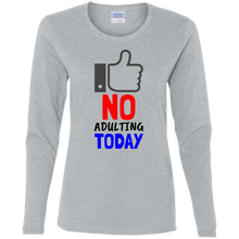 Load image into Gallery viewer, No Adulting Ladies' Cotton LS T-Shirt