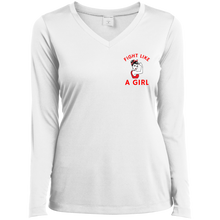 Load image into Gallery viewer, Cancer Girl Power Ladies' LS Performance V-Neck T-Shirt