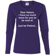 Load image into Gallery viewer, Haters White Text Ladies' Cotton LS T-Shirt