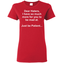Load image into Gallery viewer, Haters White Text Ladies' 5.3 oz. T-Shirt