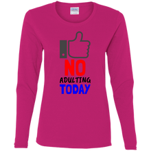 Load image into Gallery viewer, No Adulting Ladies' Cotton LS T-Shirt