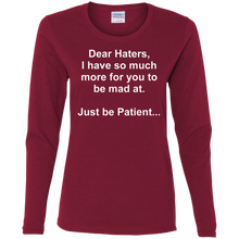 Load image into Gallery viewer, Haters White Text Ladies' Cotton LS T-Shirt