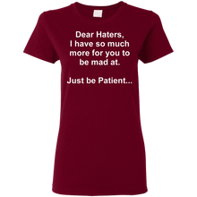 Load image into Gallery viewer, Haters White Text Ladies' 5.3 oz. T-Shirt