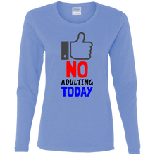 Load image into Gallery viewer, No Adulting Ladies' Cotton LS T-Shirt