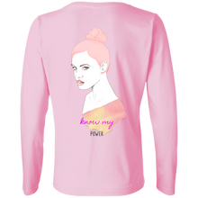 Load image into Gallery viewer, Cancer Girl Power Ladies' LS Cotton T-Shirt