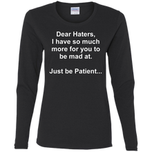 Load image into Gallery viewer, Haters White Text Ladies' Cotton LS T-Shirt