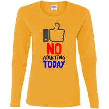 Load image into Gallery viewer, No Adulting Ladies' Cotton LS T-Shirt