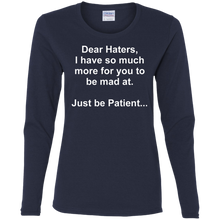 Load image into Gallery viewer, Haters White Text Ladies' Cotton LS T-Shirt