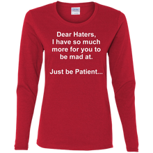Load image into Gallery viewer, Haters White Text Ladies' Cotton LS T-Shirt