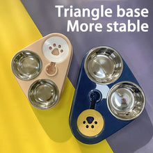 Load image into Gallery viewer, 500ML Dog Bowl Cat Feeder Bowl With Dog Water Bottle Automatic Drinking Pet Bowl Cat Food Bowl Pet Stainless Steel Double 3 Bowl