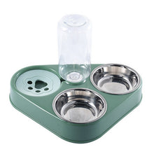 Load image into Gallery viewer, 500ML Dog Bowl Cat Feeder Bowl With Dog Water Bottle Automatic Drinking Pet Bowl Cat Food Bowl Pet Stainless Steel Double 3 Bowl