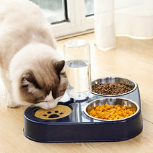 Load image into Gallery viewer, 500ML Dog Bowl Cat Feeder Bowl With Dog Water Bottle Automatic Drinking Pet Bowl Cat Food Bowl Pet Stainless Steel Double 3 Bowl