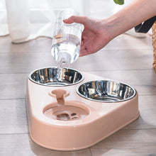 Load image into Gallery viewer, 500ML Dog Bowl Cat Feeder Bowl With Dog Water Bottle Automatic Drinking Pet Bowl Cat Food Bowl Pet Stainless Steel Double 3 Bowl