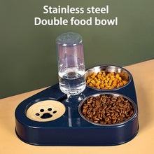Load image into Gallery viewer, 500ML Dog Bowl Cat Feeder Bowl With Dog Water Bottle Automatic Drinking Pet Bowl Cat Food Bowl Pet Stainless Steel Double 3 Bowl