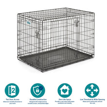 Load image into Gallery viewer, MidWest Homes For Pets Double Door Folding Metal Dog Crate Medium Toy XS XL Intermediate Large Dog Cage ( 24" 30" 36" 42" 48" )