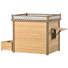 Load image into Gallery viewer, 39.4”Wooden Dog House Puppy Shelter Kennel Outdoor&amp;Indoor Dog Crate with Flower Stand Plant Stand with Wood Feeder