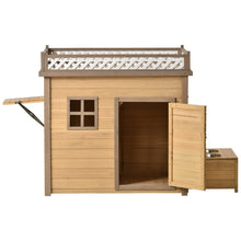 Load image into Gallery viewer, 39.4”Wooden Dog House Puppy Shelter Kennel Outdoor&amp;Indoor Dog Crate with Flower Stand Plant Stand with Wood Feeder