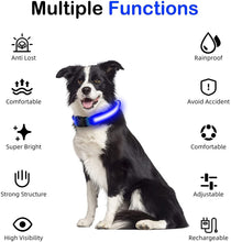 Load image into Gallery viewer, LED Dog Collar USB Rechargeable Bright &amp; High Visibility Lighted Glow Collar for Pet Night Walking Adjustable Luminous Collar