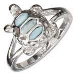 Load image into Gallery viewer, Sterling Silver Larimar Turtle Ring